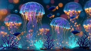 梦幻深海发光水母