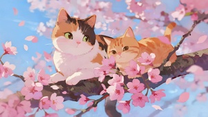 桃花树猫咪