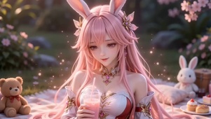 粉发少女的梦幻野餐