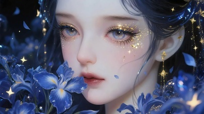 蓝色系-梦幻古风少女