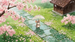 雨天桃花小老鼠