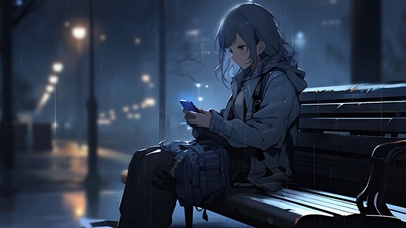 看手机的女孩
