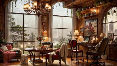 【雨景】餐厅外的雨