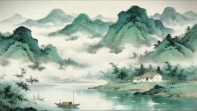 烟山泊孤舟