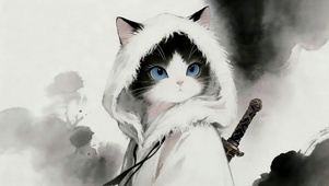 水墨风武侠猫咪
