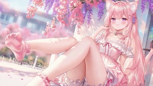 甜美粉毛猫耳萝莉