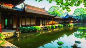 中国古建筑和鱼池