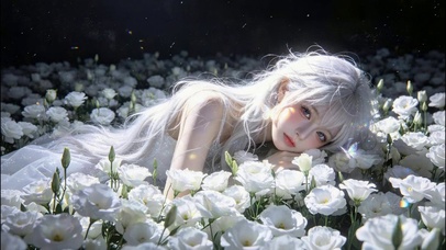 花丛中的少女