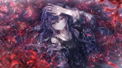 玫瑰花丛中的少女