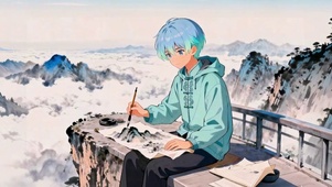 崖边画山