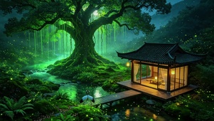 东方禅意夜景，萤火星河