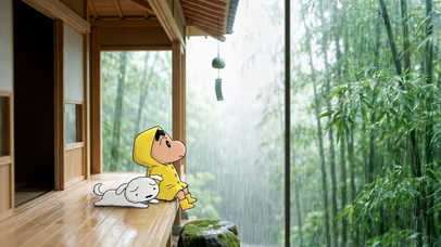 小新雨天竹林放松