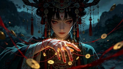 国风古风暗黑占卜神女
