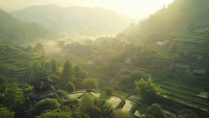绿色护眼梯田乡村