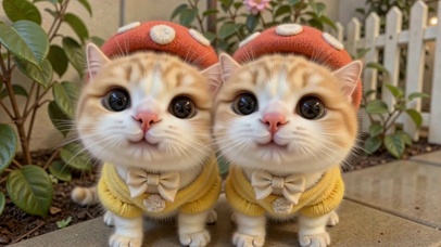 可爱呆萌蘑菇头小猫咪