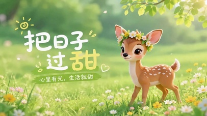 草地花环小鹿