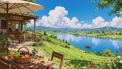 舒适湖畔咖啡小屋