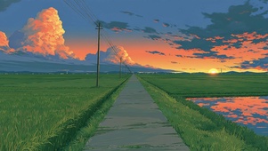 田野的晚霞4K