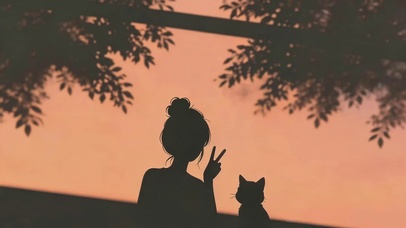 女孩和她的猫