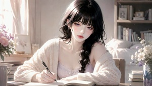 窗边学习的温柔二次元美少女