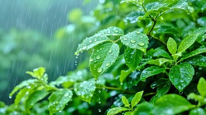 护眼绿叶小雨4K