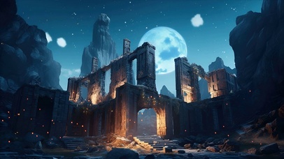 唯美古建筑夜景