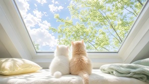 阁楼下的两只小猫