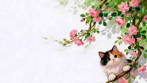 蔷薇花与猫