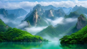 绿色自然山峰山水