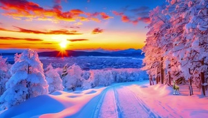 唯美冬日雪原美景