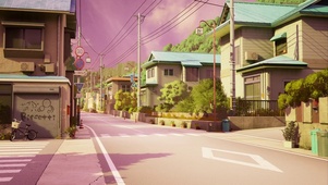 黄昏街道路口无缝循环