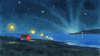 夜景星空油画风景