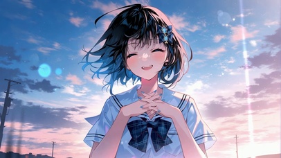 少女感学院风短发女孩