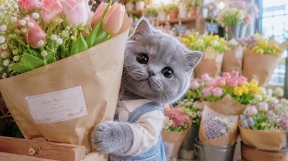 花店里的灰猫