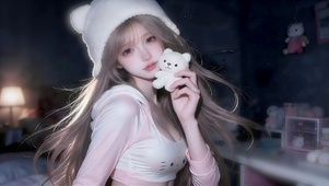 可爱玩偶贴贴少女
