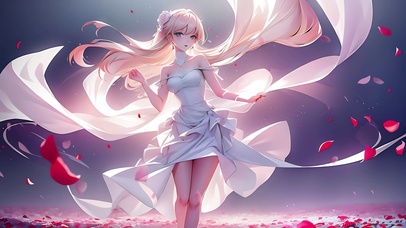 花丛中的白裙美人