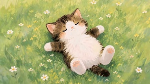 草地慵懒小奶猫