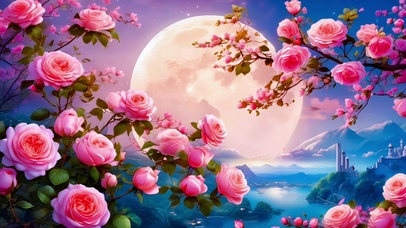 中国风月下花园