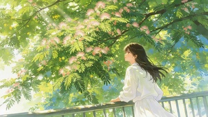 大树下女孩