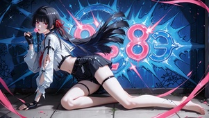 涂鸦棒棒糖美女千咲