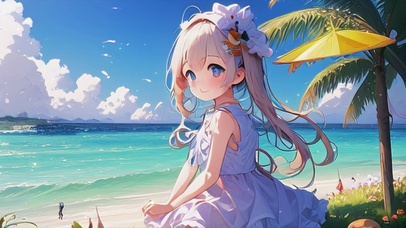 大眼睛萝莉海边治愈可爱