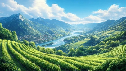 清新绿色阳光葡萄园