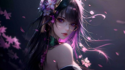 唯美繁花眼镜美女