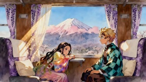 鬼灭之刃 悠闲火车上