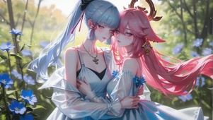 花海为幕，双生相拥