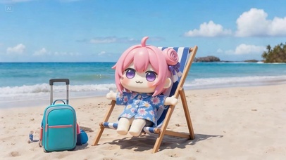 doro一个人在沙滩