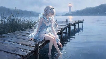 木桥上女孩