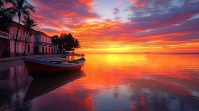 梦幻晚霞小镇码头