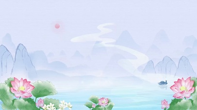 中国风清新荷花山水