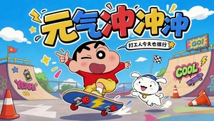 元气冲冲冲滑板蜡笔小新